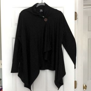 Bobeau one button fleece cardigan XL black